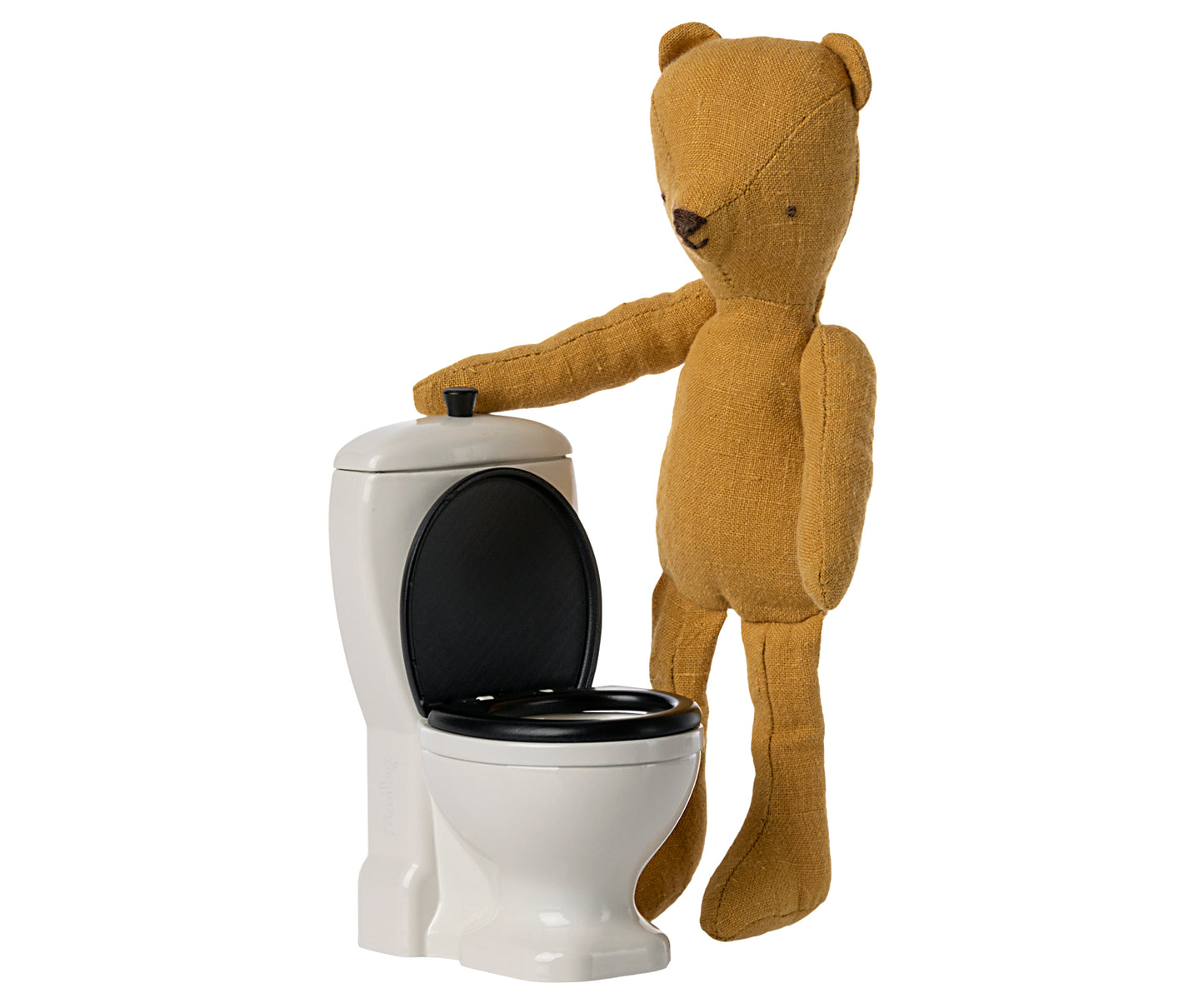 * SECONDS, Flaws In Paintwork (Bubbling, Chips) See Picture 2 For Example* - Maileg Miniature Toilet, Bunny/Teddy