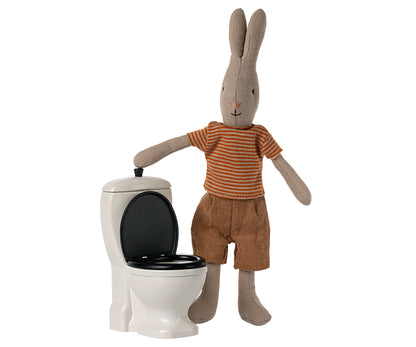 * SECONDS, Flaws In Paintwork (Bubbling, Chips) See Picture 2 For Example* - Maileg Miniature Toilet, Bunny/Teddy