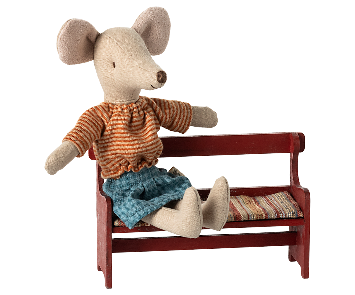 *PRE-ORDER* - Maileg Bench, Mouse, Red - *ESTIMATED ARRIVAL MID NOVEMBER 2024*