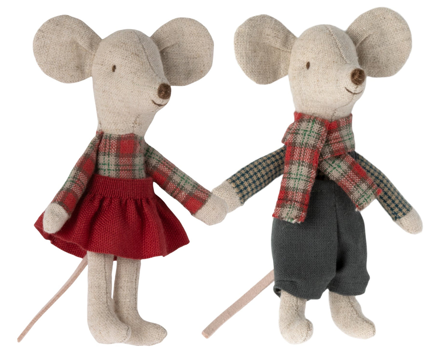 Maileg Winter Mice Twins, Little Sister/Brother Cosy Christmas With Holly Suitcase Bundle - Worth £60.75