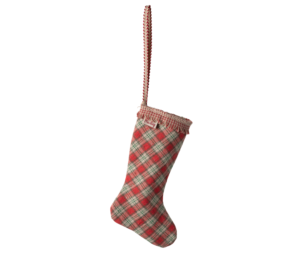 Maileg Tree Ornament, Stocking, Checker Red