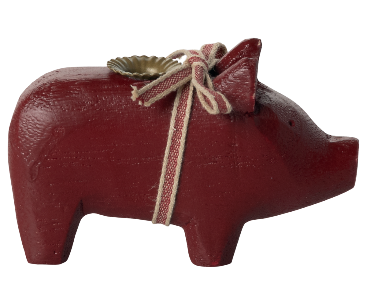 *PRE-ORDER* - Maileg Candle Holder, Small Pig, Red - *ESTIMATED ARRIVAL EARLY NOVEMBER 2024*