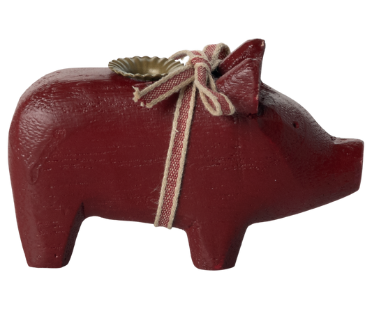 *PRE-ORDER* - Maileg Candle Holder, Small Pig, Red - *ESTIMATED ARRIVAL EARLY NOVEMBER 2024*