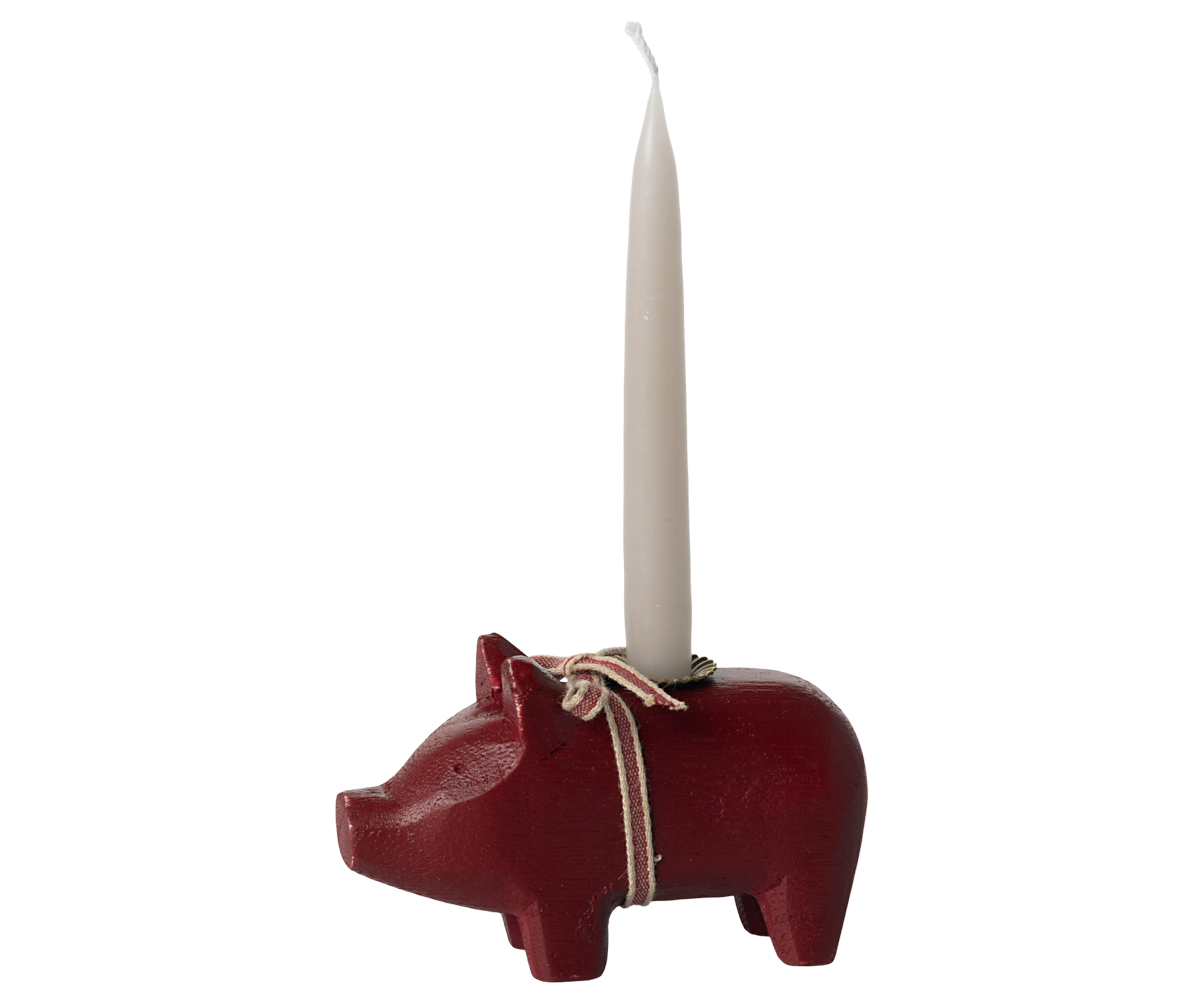 *PRE-ORDER* - Maileg Candle Holder, Small Pig, Red - *ESTIMATED ARRIVAL EARLY NOVEMBER 2024*