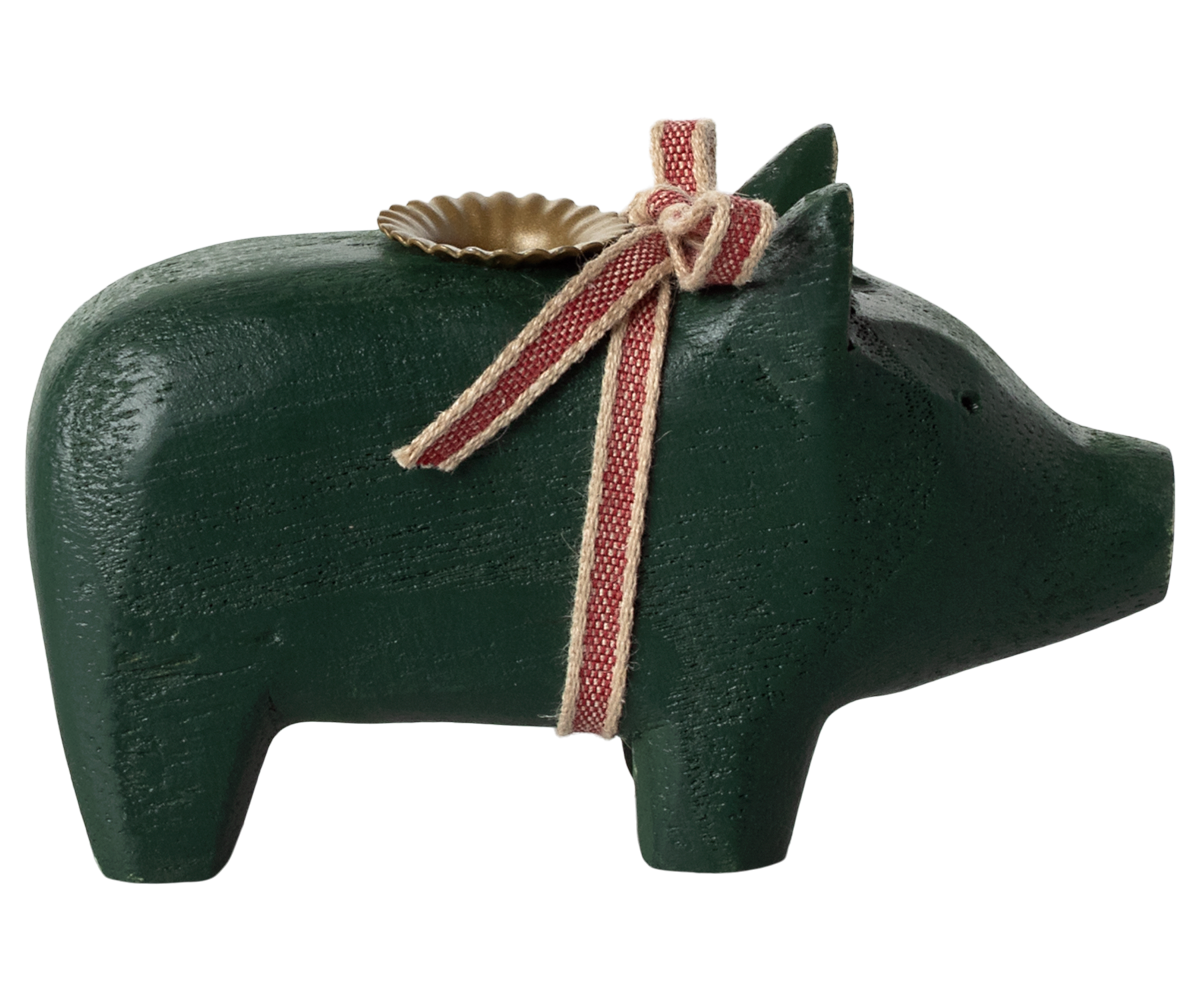 *PRE-ORDER* - Maileg Candle Holder, Small Pig, Dark Green - *ESTIMATED ARRIVAL EARLY NOVEMBER 2024*