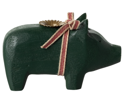 *PRE-ORDER* - Maileg Candle Holder, Small Pig, Dark Green - *ESTIMATED ARRIVAL EARLY NOVEMBER 2024*