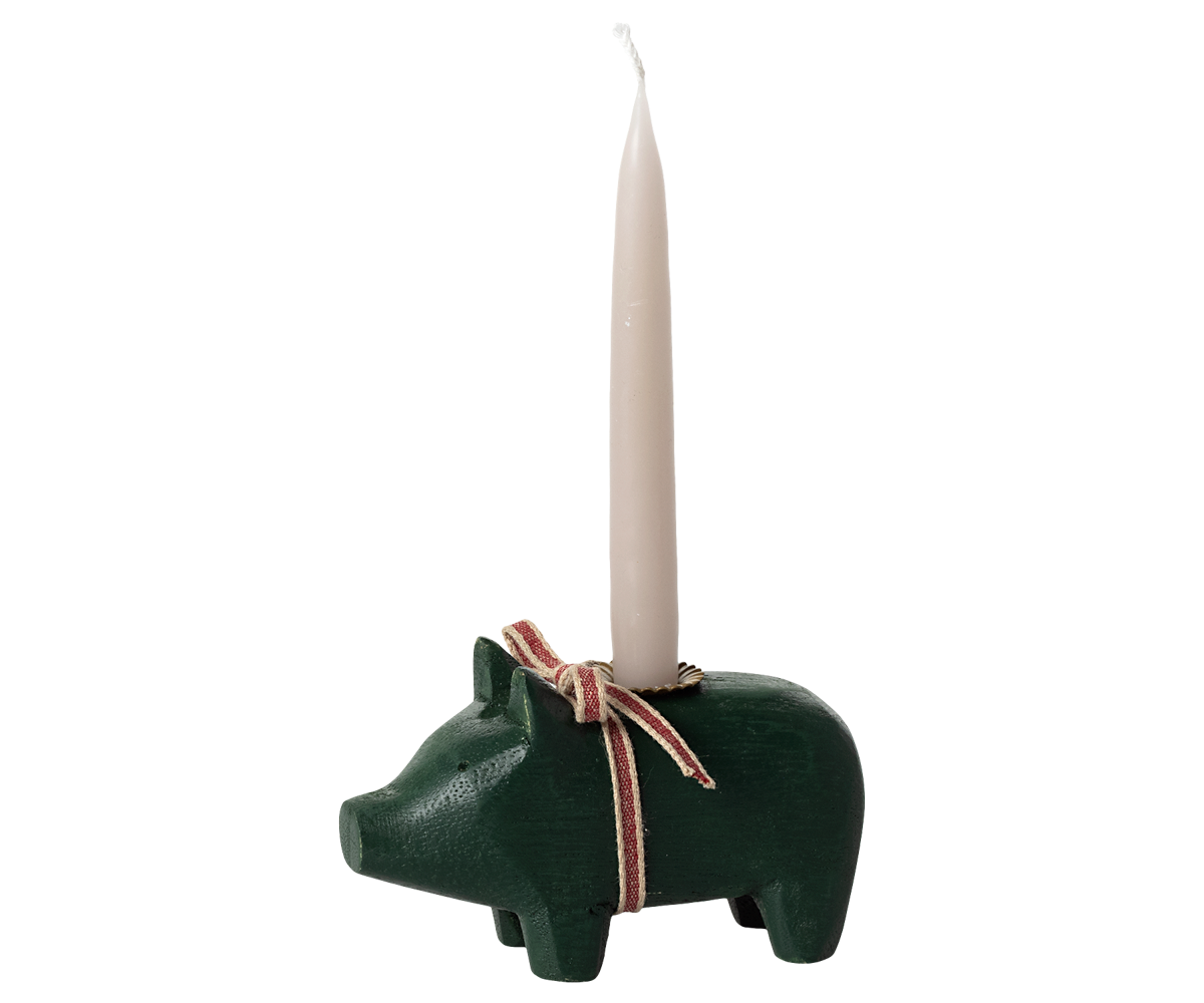 *PRE-ORDER* - Maileg Candle Holder, Small Pig, Dark Green - *ESTIMATED ARRIVAL EARLY NOVEMBER 2024*