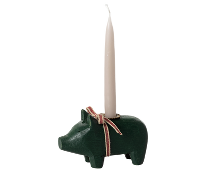 *PRE-ORDER* - Maileg Candle Holder, Small Pig, Dark Green - *ESTIMATED ARRIVAL EARLY NOVEMBER 2024*