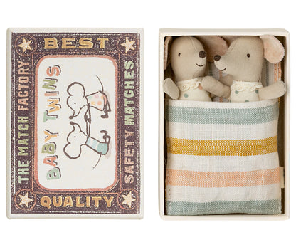 Maileg Twins, Baby Mice In Matchbox Set, Off White Bundle - Worth £46.50