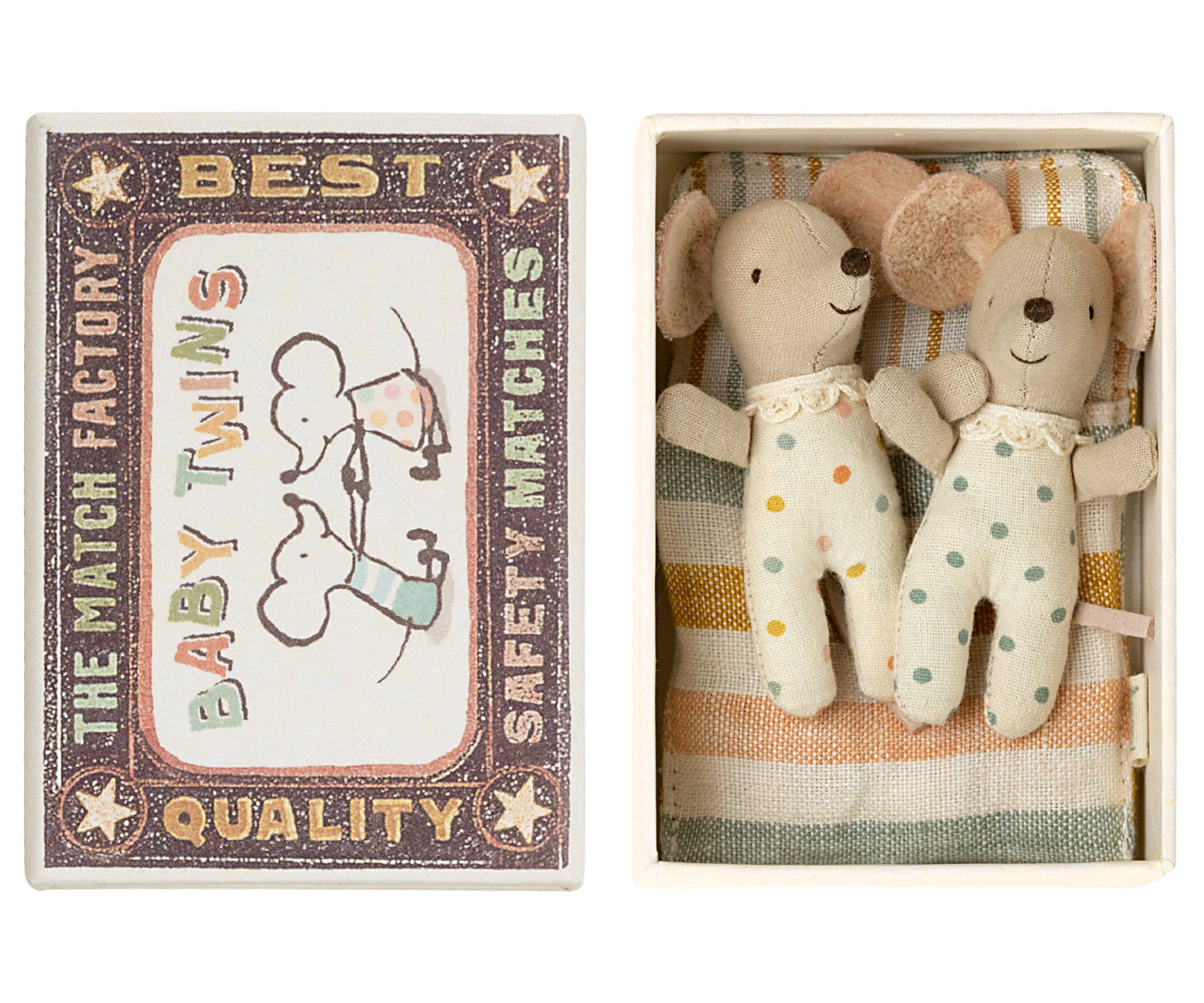 Maileg Twins, Baby Mice In Matchbox Set, Off White Bundle - Worth £46.50