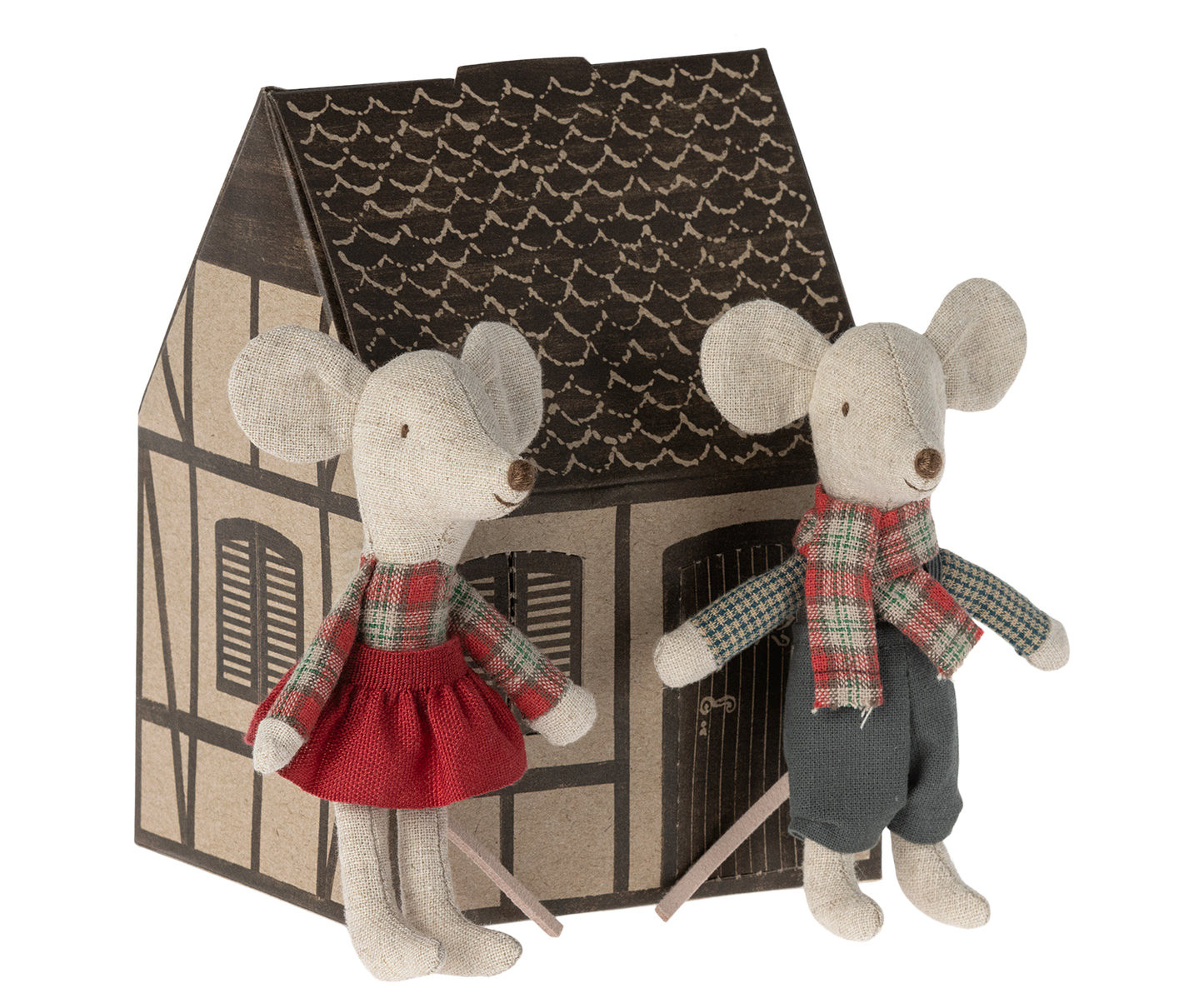 Maileg Winter Mice Twins, Little Sister & Brother Cosy Sleigh (Green) Bundle - Worth £78.75