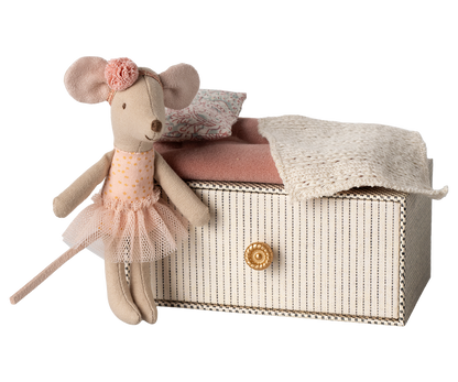 Maileg Dance Mouse In Daybed, Little Sister & Maileg Angel Mouse In Suitcase Bundle - Worth £45.25