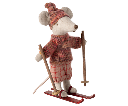 *PRE-ORDER* - Maileg Winter Big Sister Mouse With Ski Set, Rose - *ESTIMATED ARRIVAL MID OCTOBER 2024*