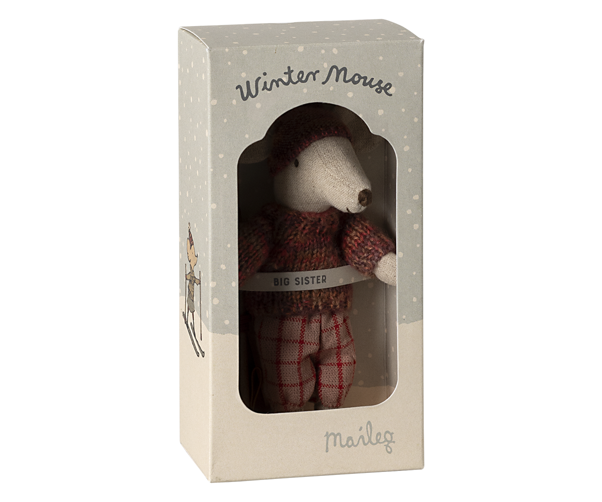 *PRE-ORDER* - Maileg Winter Big Sister Mouse With Ski Set, Rose - *ESTIMATED ARRIVAL MID OCTOBER 2024*