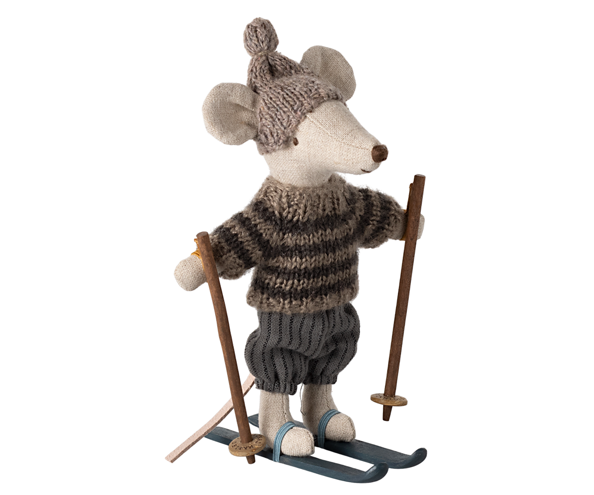 *PRE-ORDER* - Maileg Winter Big Brother Mouse With Ski Set, Grey - *ESTIMATED ARRIVAL MID OCTOBER 2024*