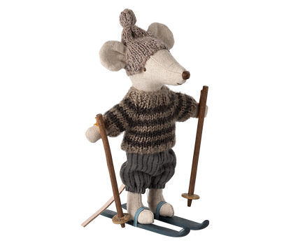 *PRE-ORDER* - Maileg Winter Big Brother Mouse With Ski Set, Grey - *ESTIMATED ARRIVAL MID OCTOBER 2024*