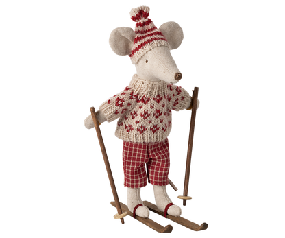 *PRE-ORDER* - Maileg Winter Mum Mouse With Ski Set, Red - *ESTIMATED ARRIVAL MID OCTOBER 2024*