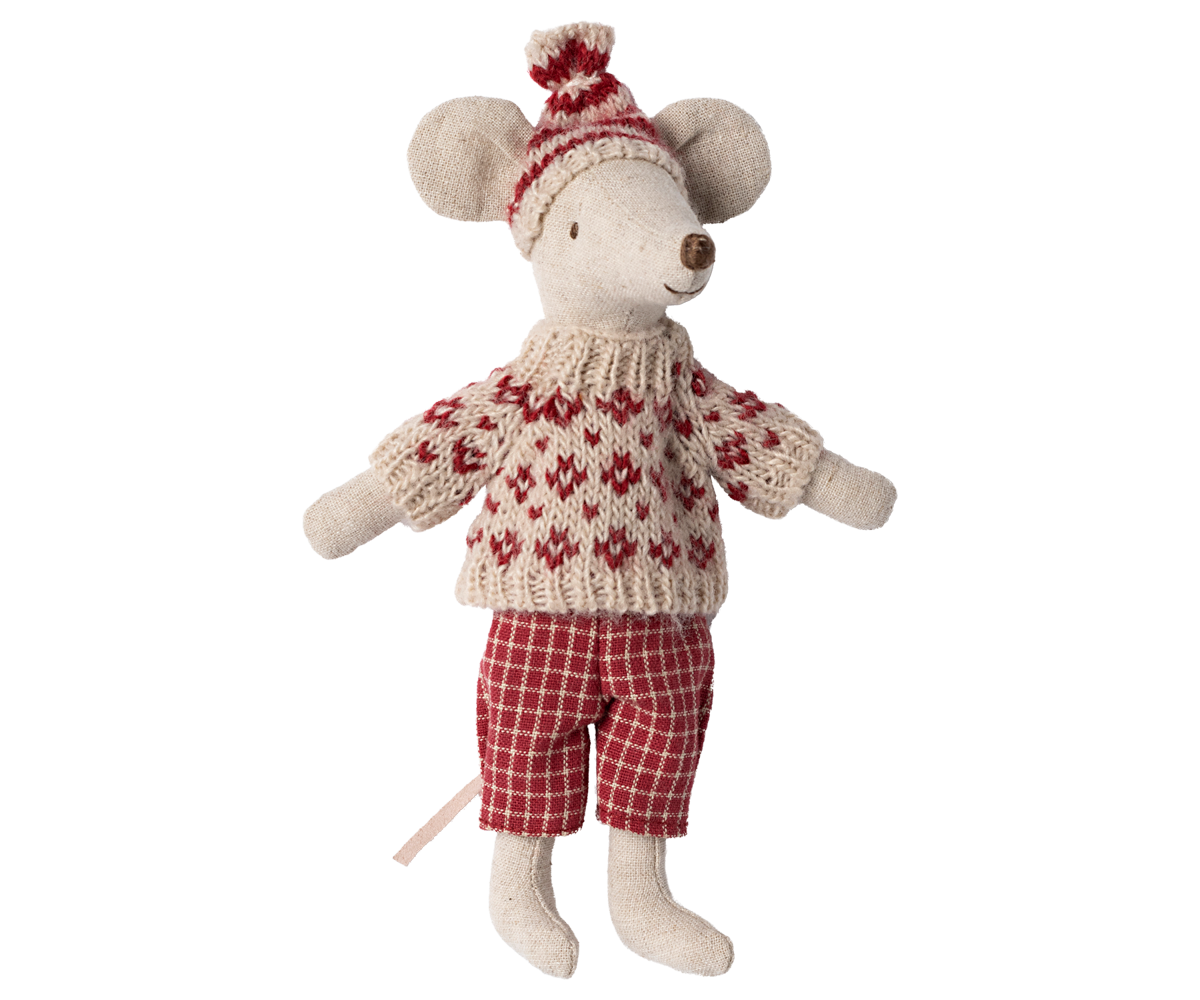 *PRE-ORDER* - Maileg Winter Mum Mouse With Ski Set, Red - *ESTIMATED ARRIVAL MID OCTOBER 2024*