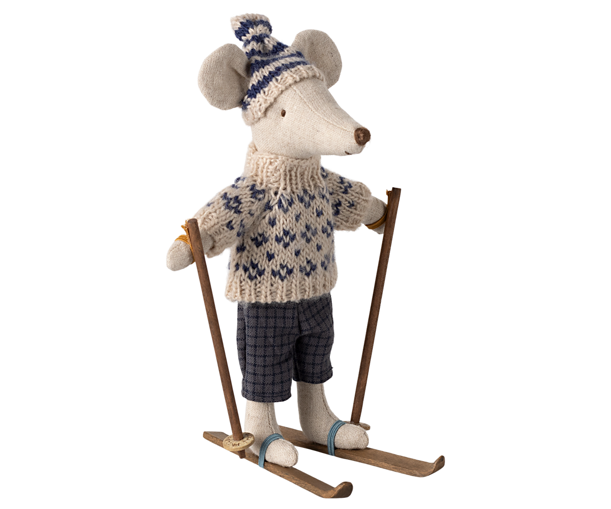 *PRE-ORDER* - Maileg Winter Dad Mouse With Ski Set, Blue - *ESTIMATED ARRIVAL MID OCTOBER 2024*