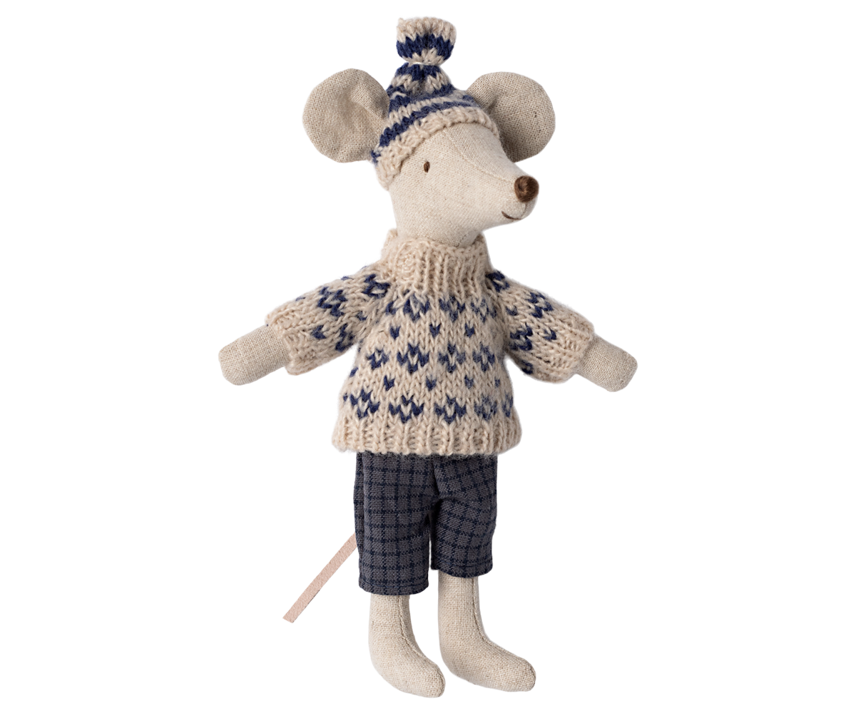 *PRE-ORDER* - Maileg Winter Dad Mouse With Ski Set, Blue - *ESTIMATED ARRIVAL MID OCTOBER 2024*