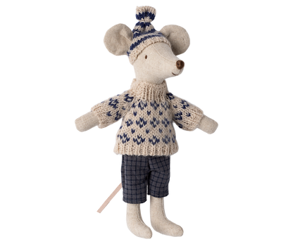 *PRE-ORDER* - Maileg Winter Dad Mouse With Ski Set, Blue - *ESTIMATED ARRIVAL MID OCTOBER 2024*