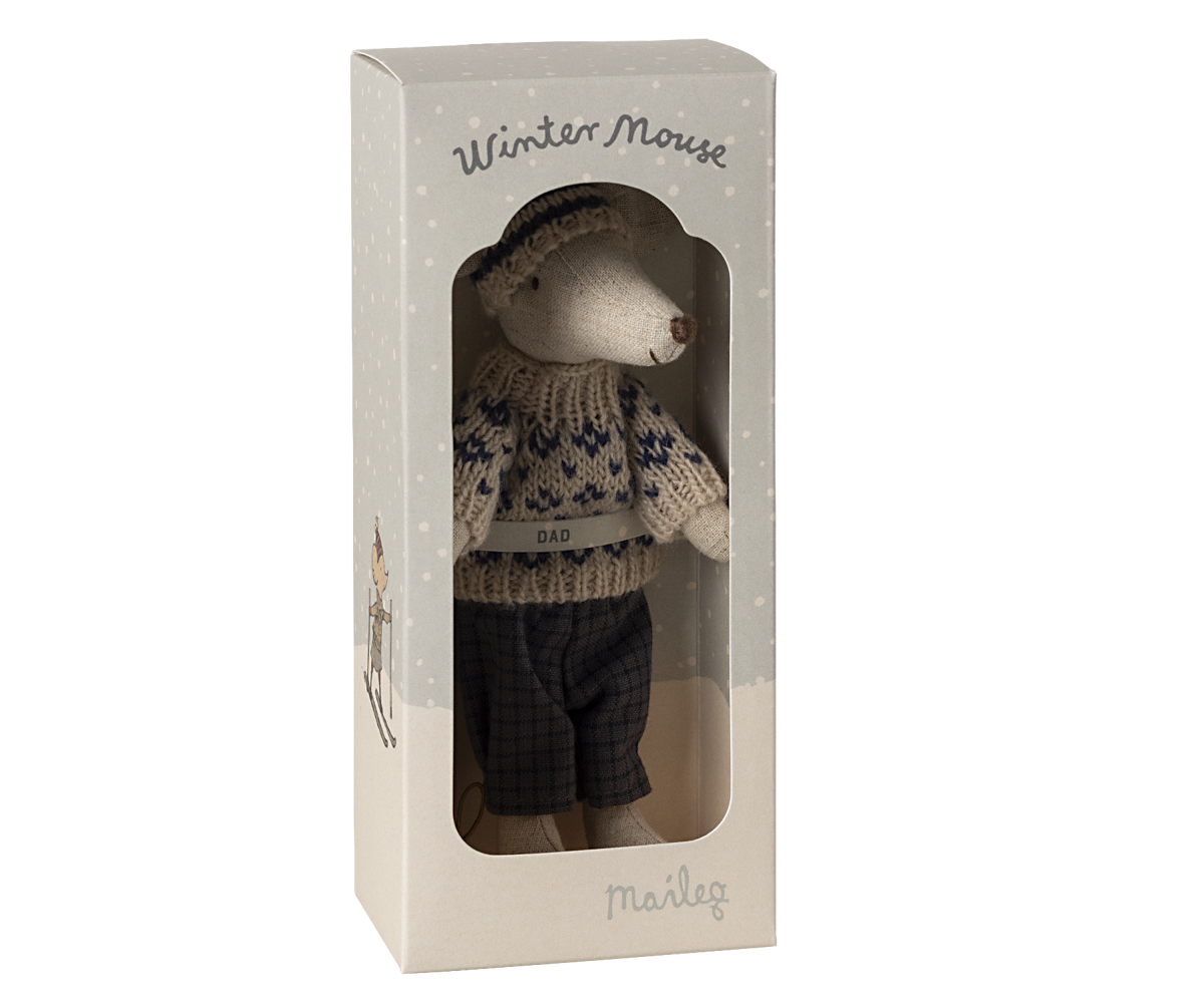 *PRE-ORDER* - Maileg Winter Dad Mouse With Ski Set, Blue - *ESTIMATED ARRIVAL MID OCTOBER 2024*