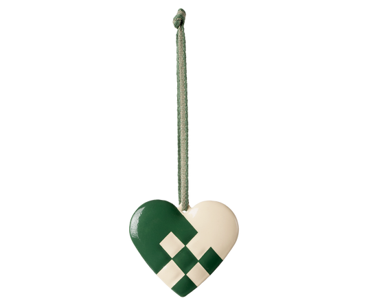 Maileg Metal Tree Ornament, Small Heart, Dark Green