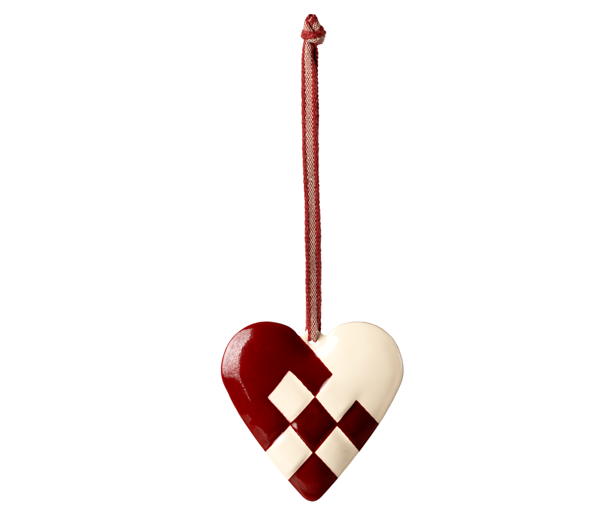 Maileg Metal Tree Ornament, Large Heart, Red