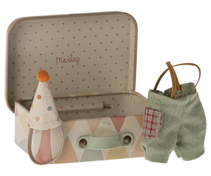 Maileg Little Brother Mouse With Magnetic Hands In Matchbox & Pyjamas & Clown Clothes In Suitcase Bundle - Worth £46