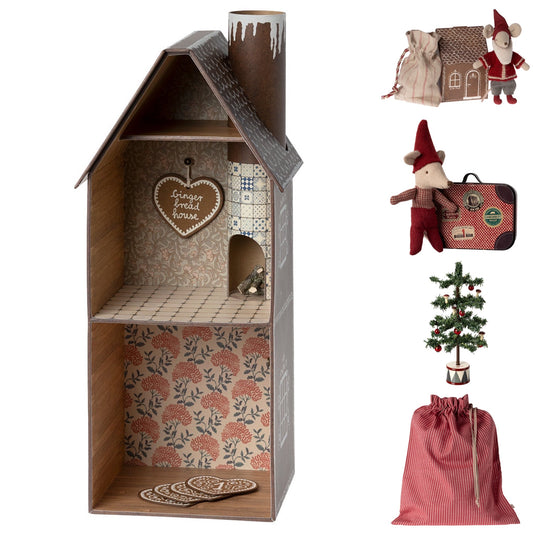 Maileg Gingerbread House (Mouse) & Christmas Mice & Tree Bundle - Worth £143.75