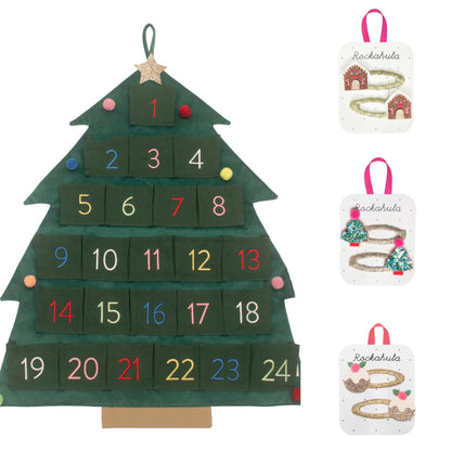 Rockahula Kids Christmas Tree Reusable Advent Calendar With 3 Sets Of Hair Clips Bundle - Worth £49.50