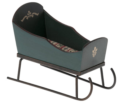 Maileg Winter Mice Twins, Little Sister & Brother Cosy Sleigh (Green) Bundle - Worth £78.75