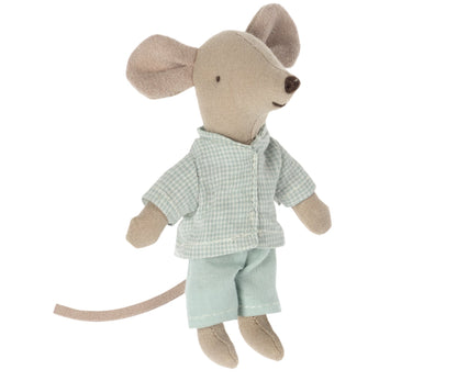 Maileg Little Brother Mouse With Magnetic Hands In Matchbox & Pyjamas & Clown Clothes In Suitcase Bundle - Worth £46