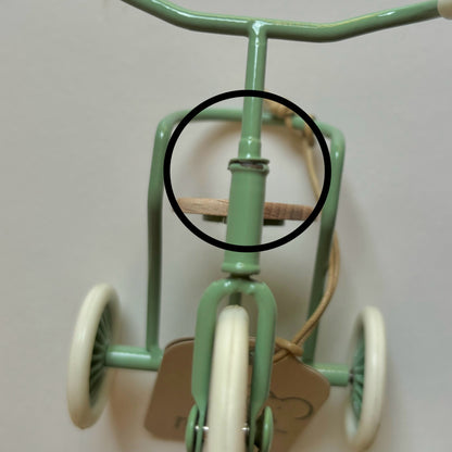 *SECONDS, PAINT CHIPS ON FRAME, SEE PICTURE 2 FOR EXAMPLE* - Maileg Tricycle, Mouse, Green