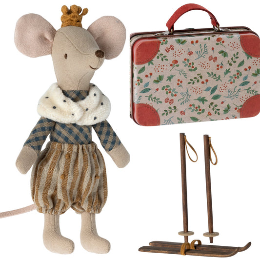 Maileg Prince Mouse (AW23) Big Brother, Ski’s & Holly Suitcase Bundle - Worth £35.50