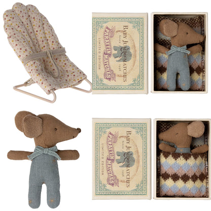 Maileg Sleepy Wakey Baby Mouse In Matchbox, Blue & MY Babysitter Bundle - Worth £30.50